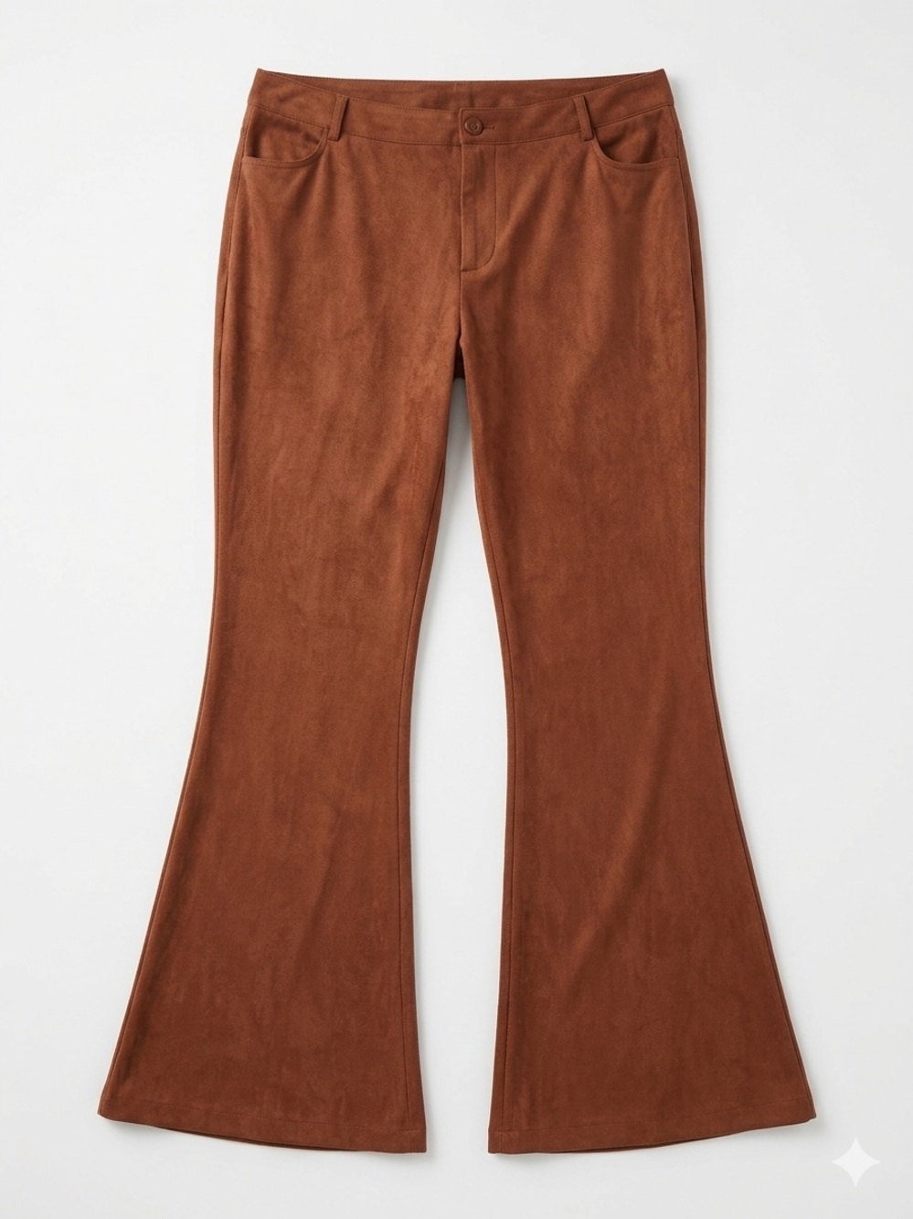 Flared Suede-Look Pants in Rust - Women's Bootcut